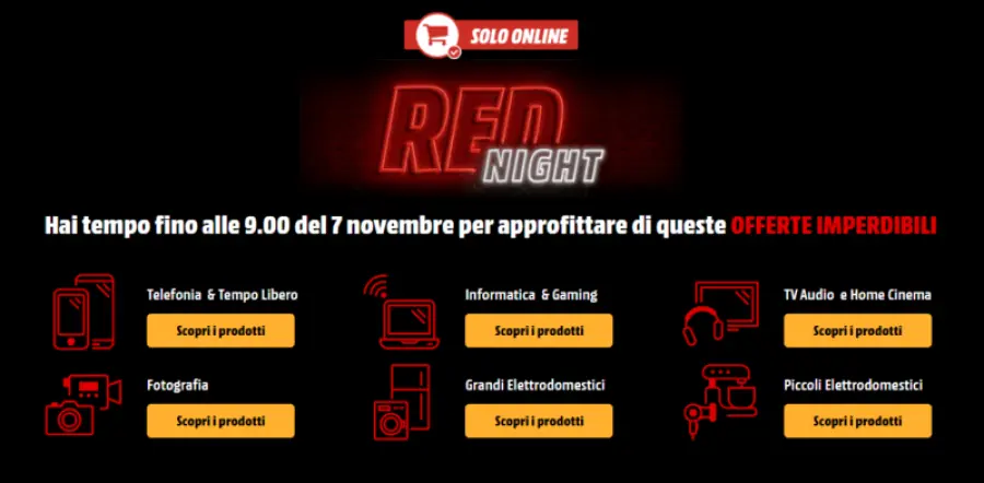 MediaWorld Red Night del 6 novembre: preparatevi alle offerte