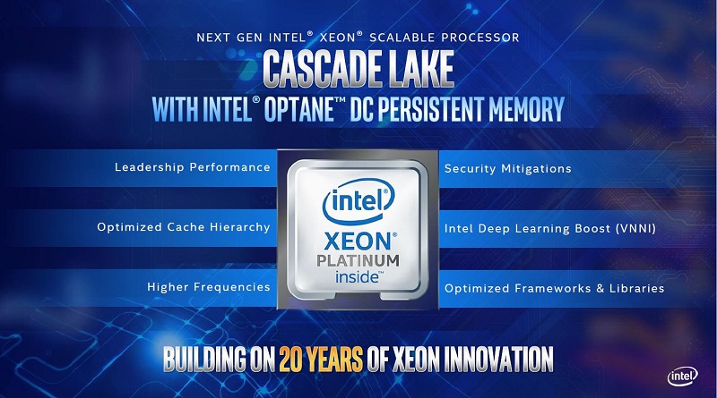 Intel annuncia nuovi chip Cascade Lake e Xeon E-2100